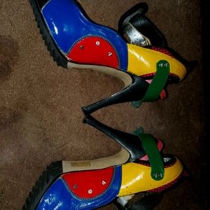 Colorblock Open Toe Heels